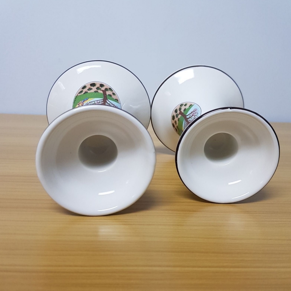 Villeroy & Boch Candle Stick Holders Taper Luxembourg Porcelain Naif Tree Scene - Picture 6 of 8